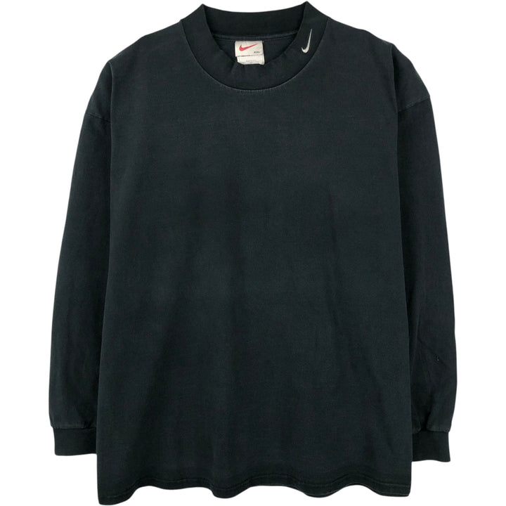 90'S Nike Mock Neck Long-Sleeve T-Shirt, Made in USA, Men's XXL equivalent, Vintage cotton black type Vintage Second Hand