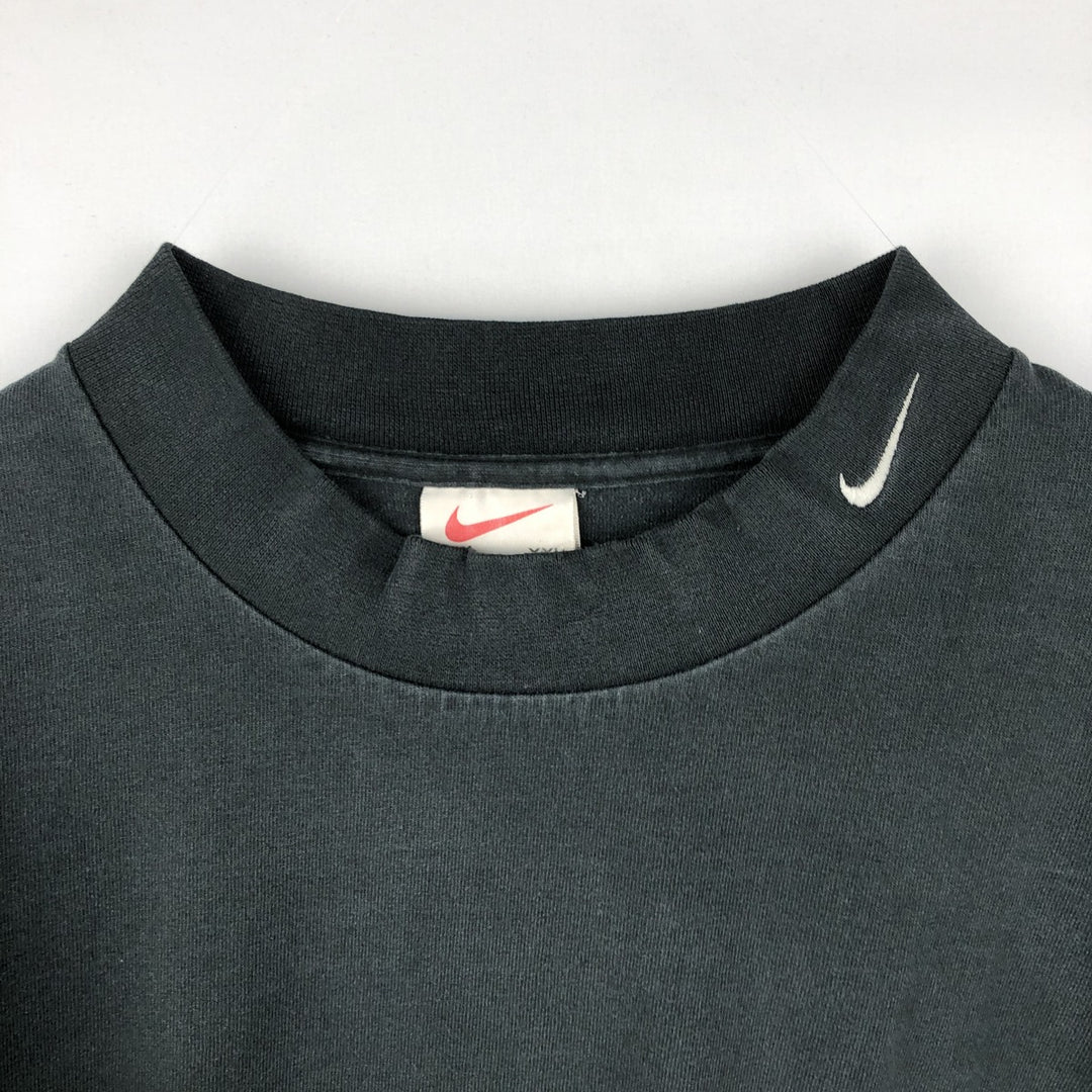 90'S Nike Mock Neck Long-Sleeve T-Shirt, Made in USA, Men's XXL equivalent, Vintage cotton black type Vintage Second Hand
