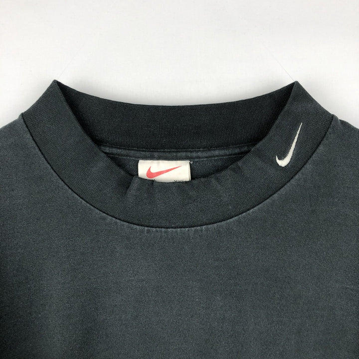 90'S Nike Mock Neck Long-Sleeve T-Shirt, Made in USA, Men's XXL equivalent, Vintage cotton black type Vintage Second Hand