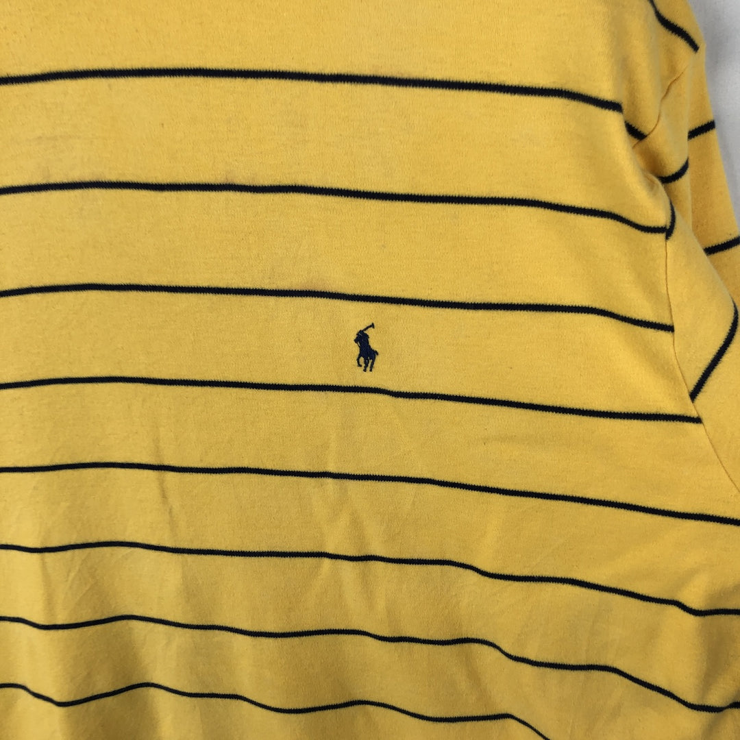 Ralph Lauren POLO by Ralph Lauren Striped Pattern Turtleneck Long-Sleeve T-Shirt (Men's XL equivalent) cotton yellow type Vintage Second Hand