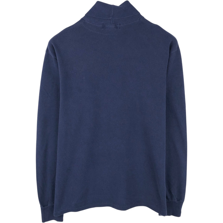 90'S Ralph Lauren POLO by Ralph Lauren pique turtleneck long-sleeved T-shirt, made in USA, men's size L equivalent. cotton navy blue type Vintage Second Hand