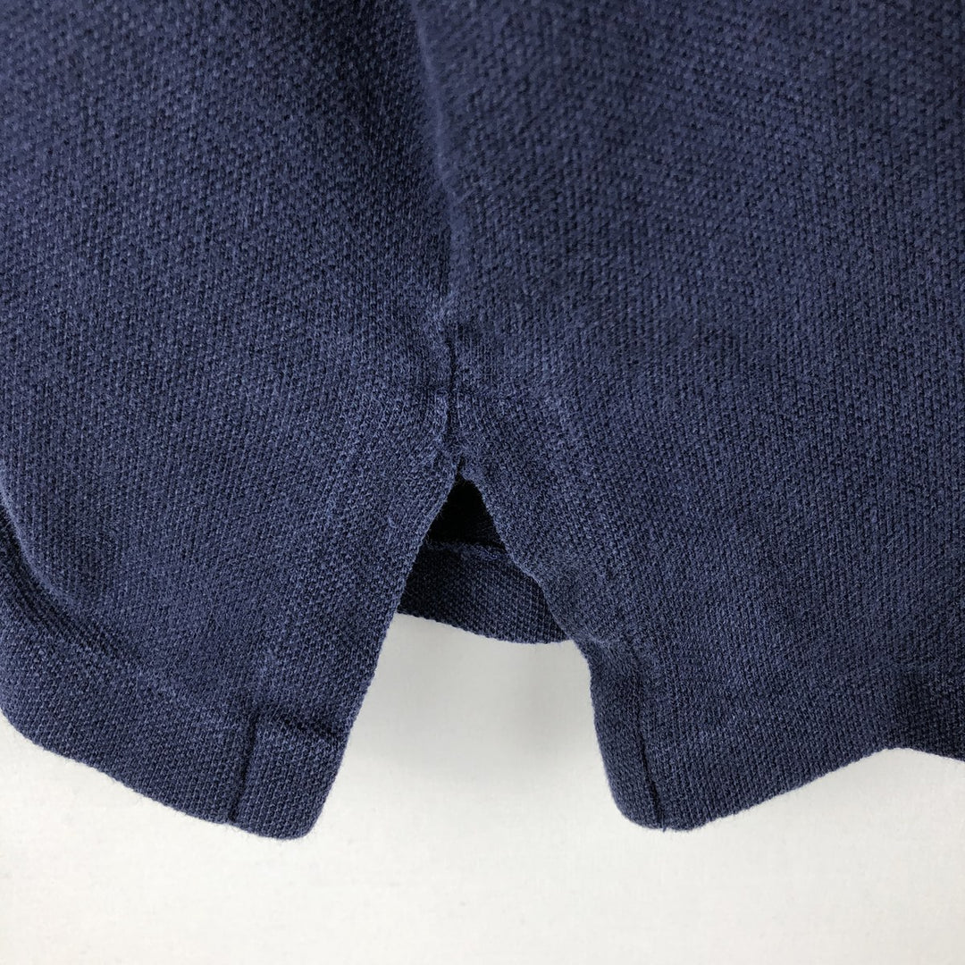 90'S Ralph Lauren POLO by Ralph Lauren pique turtleneck long-sleeved T-shirt, made in USA, men's size L equivalent. cotton navy blue type Vintage Second Hand