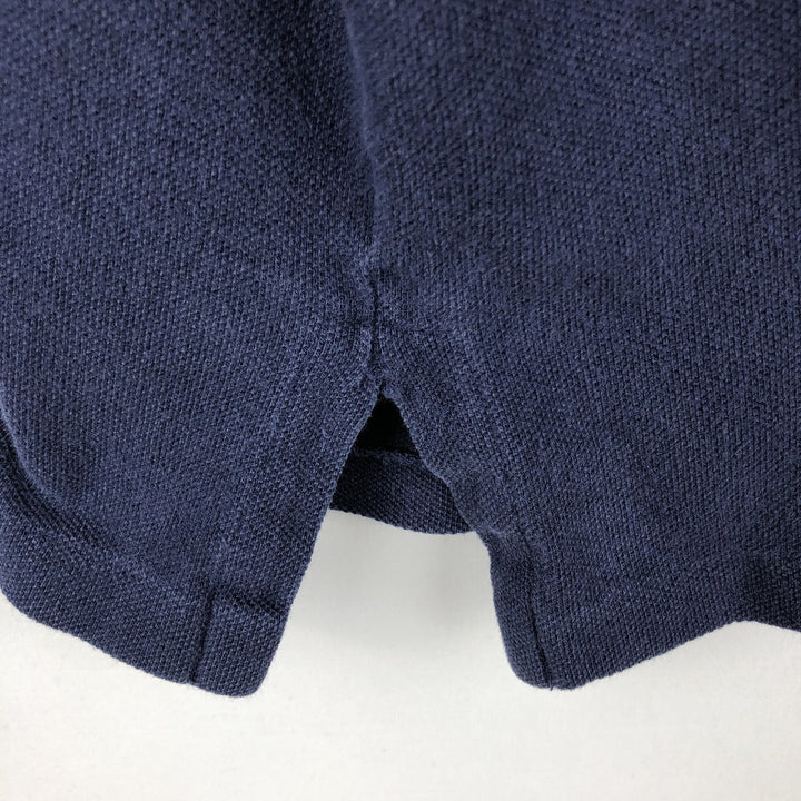 90'S Ralph Lauren POLO by Ralph Lauren pique turtleneck long-sleeved T-shirt, made in USA, men's size L equivalent. cotton navy blue type Vintage Second Hand