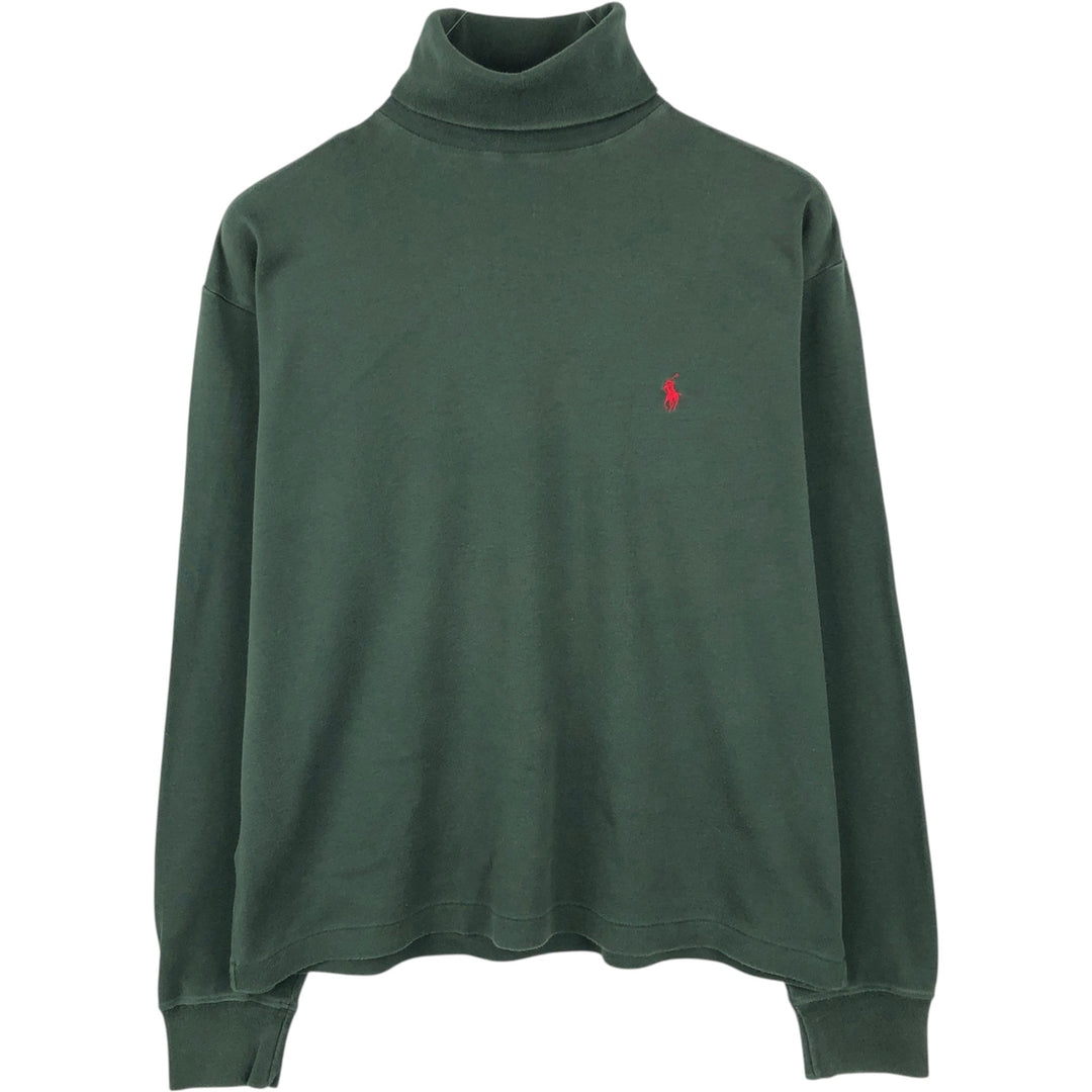 Ralph Lauren POLO SPORT turtleneck long-sleeved T-shirt (Men's size L equivalent) cotton green type Vintage Second Hand