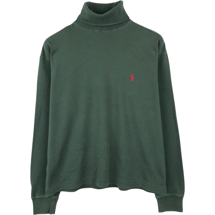 Ralph Lauren POLO SPORT turtleneck long-sleeved T-shirt (Men's size L equivalent) cotton green type Vintage Second Hand