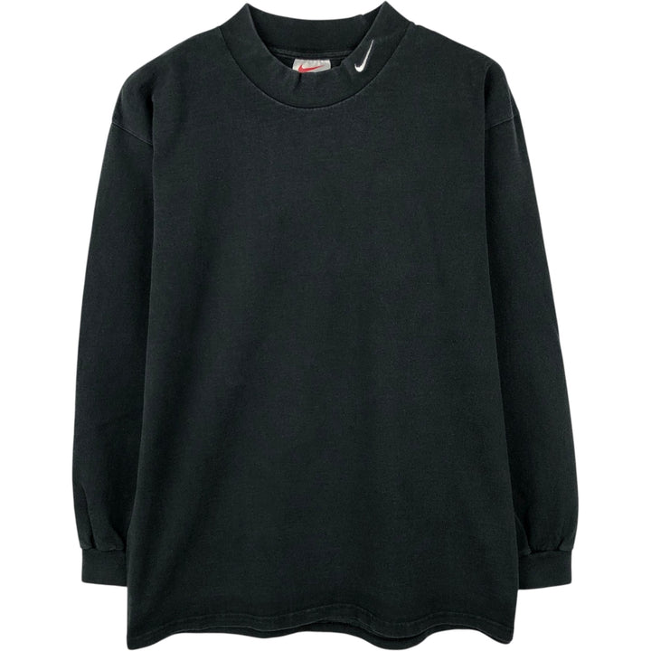 90'S Nike Mock Neck Long-Sleeve T-Shirt, Made in USA, Men's Size L (Equivalent), Vintage cotton black type Vintage Second Hand