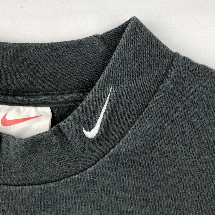 90'S Nike Mock Neck Long-Sleeve T-Shirt, Made in USA, Men's Size L (Equivalent), Vintage cotton black type Vintage Second Hand
