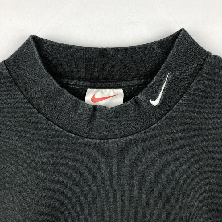 90'S Nike Mock Neck Long-Sleeve T-Shirt, Made in USA, Men's Size L (Equivalent), Vintage cotton black type Vintage Second Hand