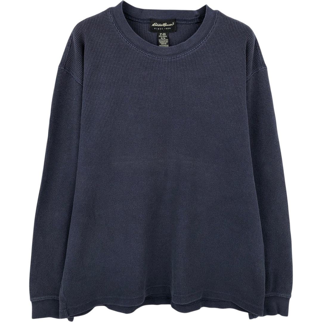 2000'S Eddie Bauer Thermal Long-Sleeve T-Shirt, Waffle Pattern, Men's Size M (approx.) cotton navy blue type Vintage Second Hand
