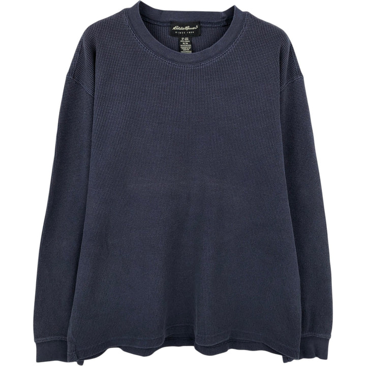 2000'S Eddie Bauer Thermal Long-Sleeve T-Shirt, Waffle Pattern, Men's Size M (approx.) cotton navy blue type Vintage Second Hand