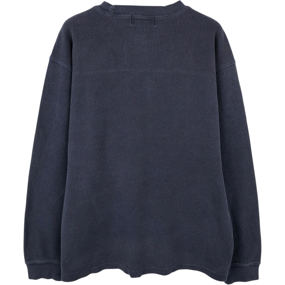 2000'S Eddie Bauer Thermal Long-Sleeve T-Shirt, Waffle Pattern, Men's Size M (approx.) cotton navy blue type Vintage Second Hand
