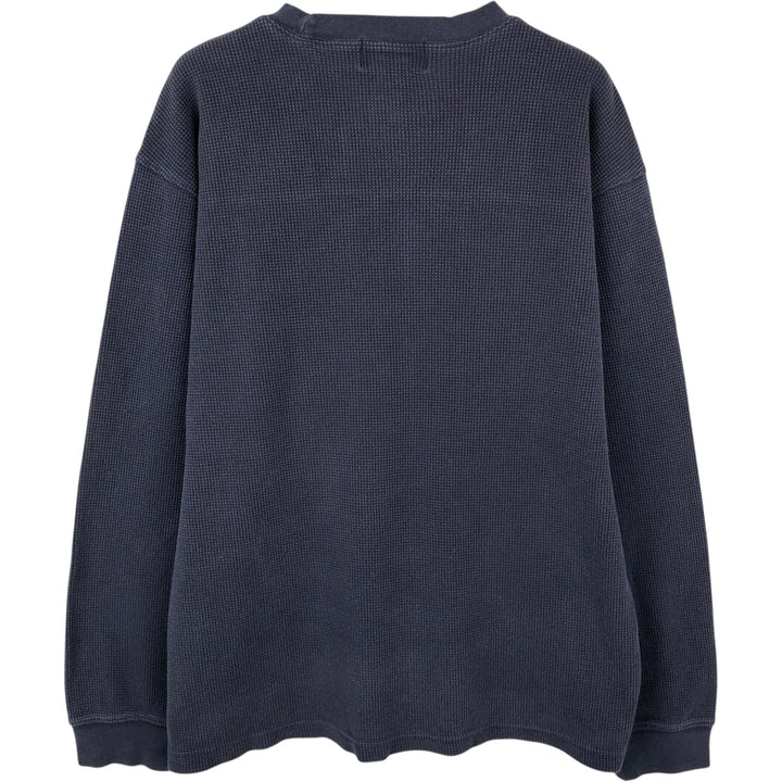 2000'S Eddie Bauer Thermal Long-Sleeve T-Shirt, Waffle Pattern, Men's Size M (approx.) cotton navy blue type Vintage Second Hand