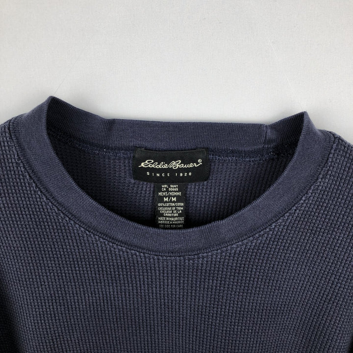 2000'S Eddie Bauer Thermal Long-Sleeve T-Shirt, Waffle Pattern, Men's Size M (approx.) cotton navy blue type Vintage Second Hand