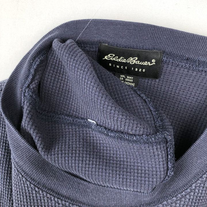 2000'S Eddie Bauer Thermal Long-Sleeve T-Shirt, Waffle Pattern, Men's Size M (approx.) cotton navy blue type Vintage Second Hand