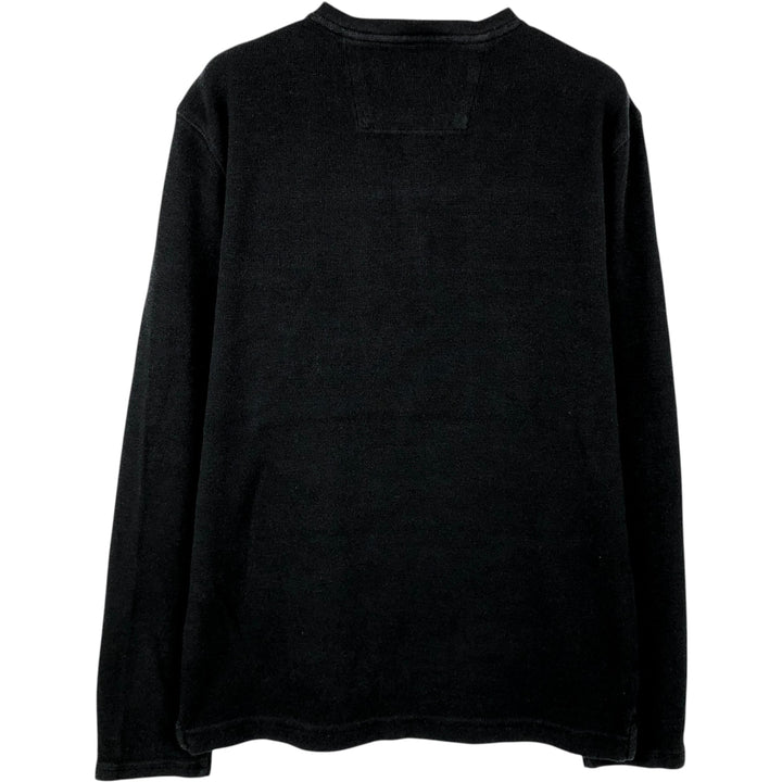 2000'S Banana Republic Henley Neck Thermal Long-Sleeve T-Shirt, Men's Size M (approx.) Pima Cotton black type Vintage Second Hand
