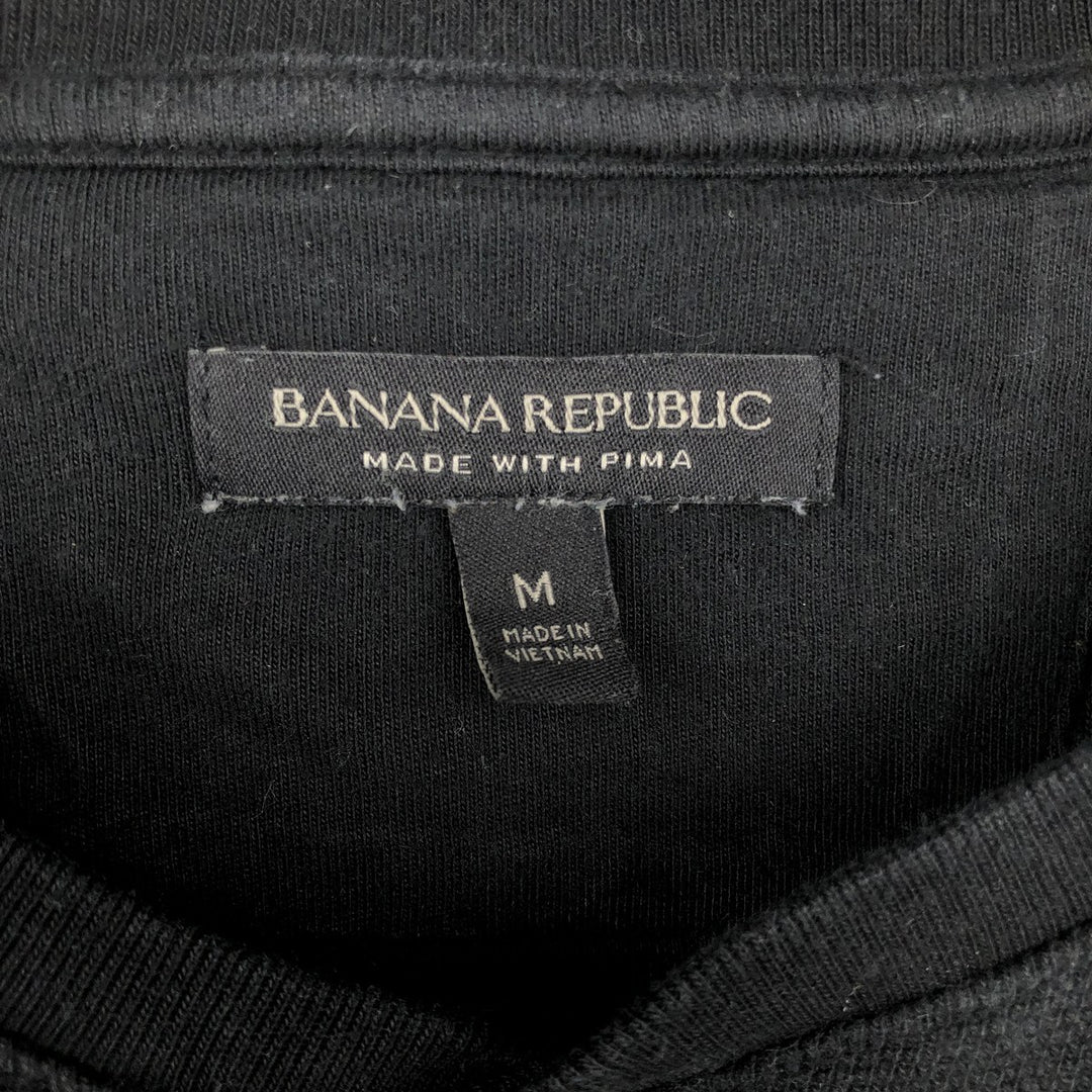 2000'S Banana Republic Henley Neck Thermal Long-Sleeve T-Shirt, Men's Size M (approx.) Pima Cotton black type Vintage Second Hand