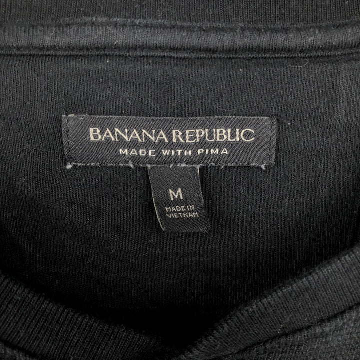 2000'S Banana Republic Henley Neck Thermal Long-Sleeve T-Shirt, Men's Size M (approx.) Pima Cotton black type Vintage Second Hand