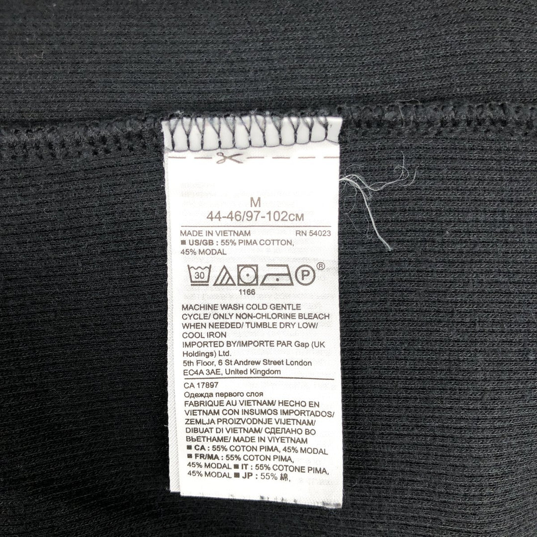 2000'S Banana Republic Henley Neck Thermal Long-Sleeve T-Shirt, Men's Size M (approx.) Pima Cotton black type Vintage Second Hand