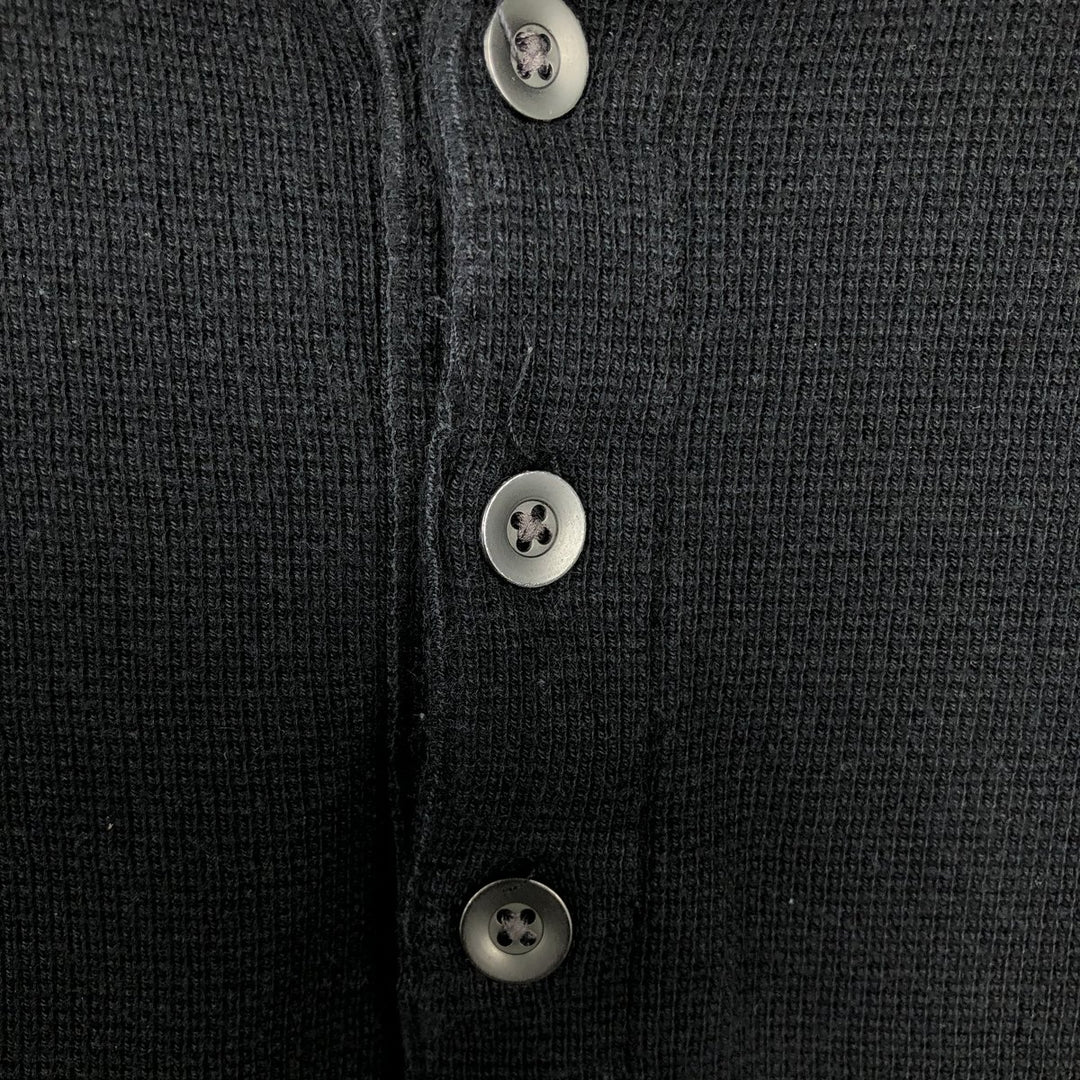 2000'S Banana Republic Henley Neck Thermal Long-Sleeve T-Shirt, Men's Size M (approx.) Pima Cotton black type Vintage Second Hand