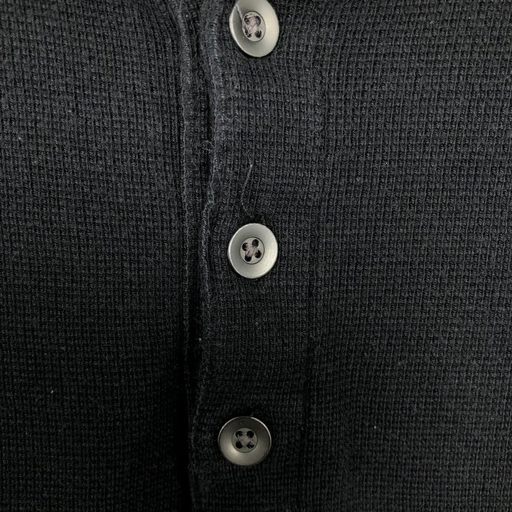 2000'S Banana Republic Henley Neck Thermal Long-Sleeve T-Shirt, Men's Size M (approx.) Pima Cotton black type Vintage Second Hand