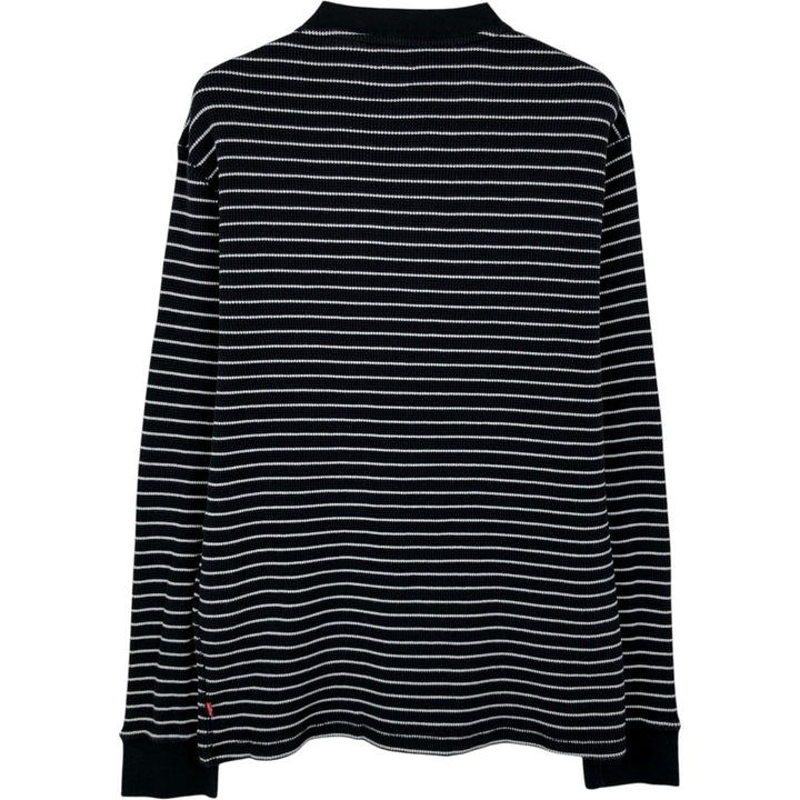 Levi's Border Pattern Henley Neck Thermal Long-Sleeve T-Shirt (Waffle Knit) - Men's Size M (approx.) cotton black type Vintage Second Hand