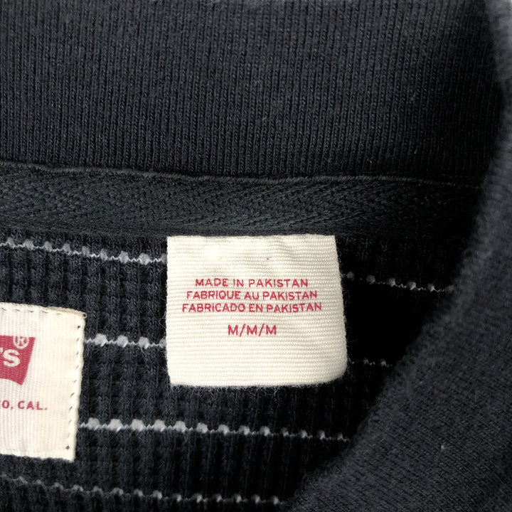 Levi's Border Pattern Henley Neck Thermal Long-Sleeve T-Shirt (Waffle Knit) - Men's Size M (approx.) cotton black type Vintage Second Hand