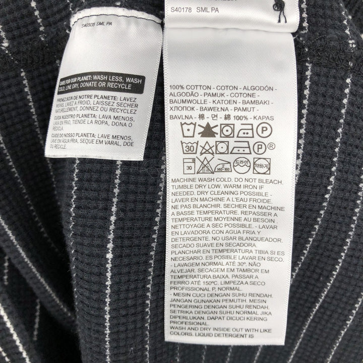 Levi's Border Pattern Henley Neck Thermal Long-Sleeve T-Shirt (Waffle Knit) - Men's Size M (approx.) cotton black type Vintage Second Hand