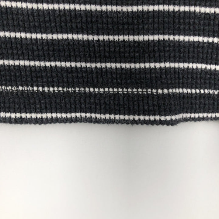 Levi's Border Pattern Henley Neck Thermal Long-Sleeve T-Shirt (Waffle Knit) - Men's Size M (approx.) cotton black type Vintage Second Hand
