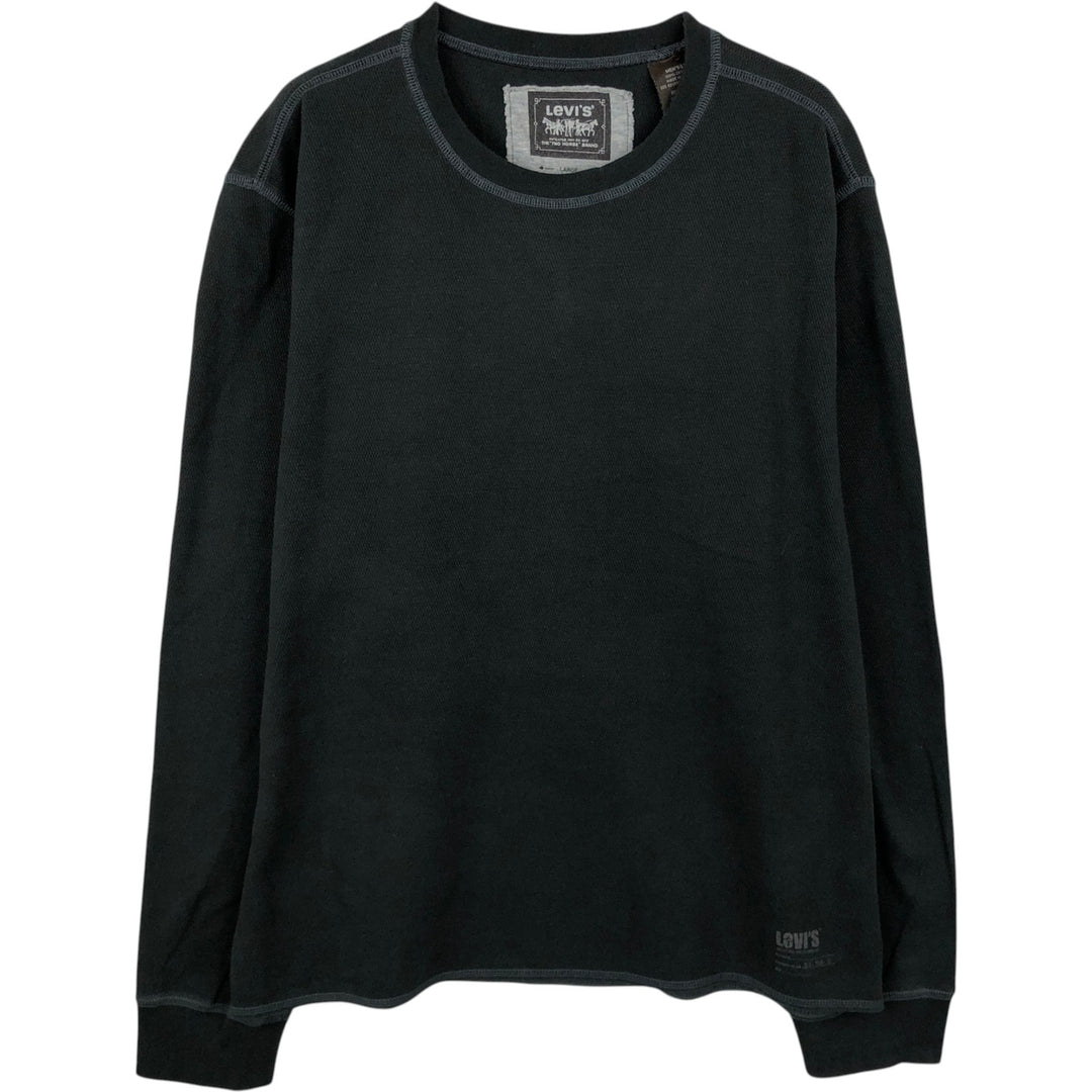 Levi's Thermal Long-Sleeve T-Shirt, Honeycomb Pattern, Men's Size L (equivalent) cotton black type Vintage Second Hand