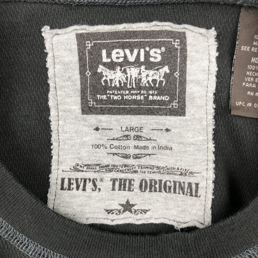 Levi's Thermal Long-Sleeve T-Shirt, Honeycomb Pattern, Men's Size L (equivalent) cotton black type Vintage Second Hand
