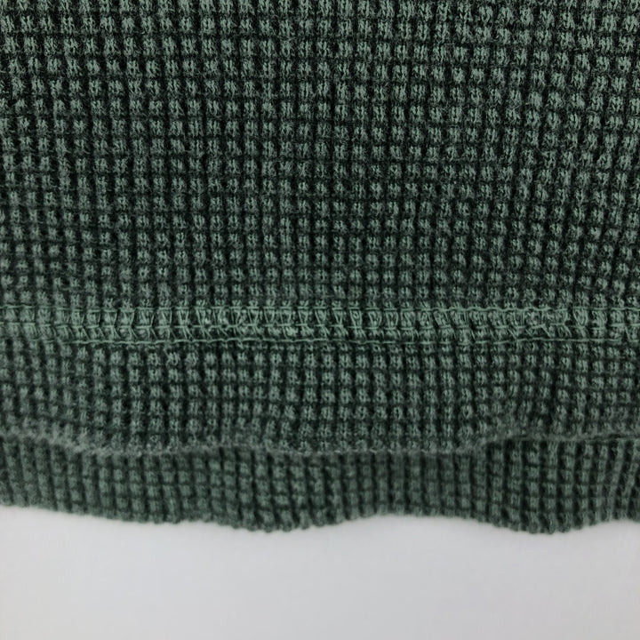 Eddie Bauer Henley Neck Thermal Long T-Shirt Waffle Men's M Size cotton green type Vintage Second Hand
