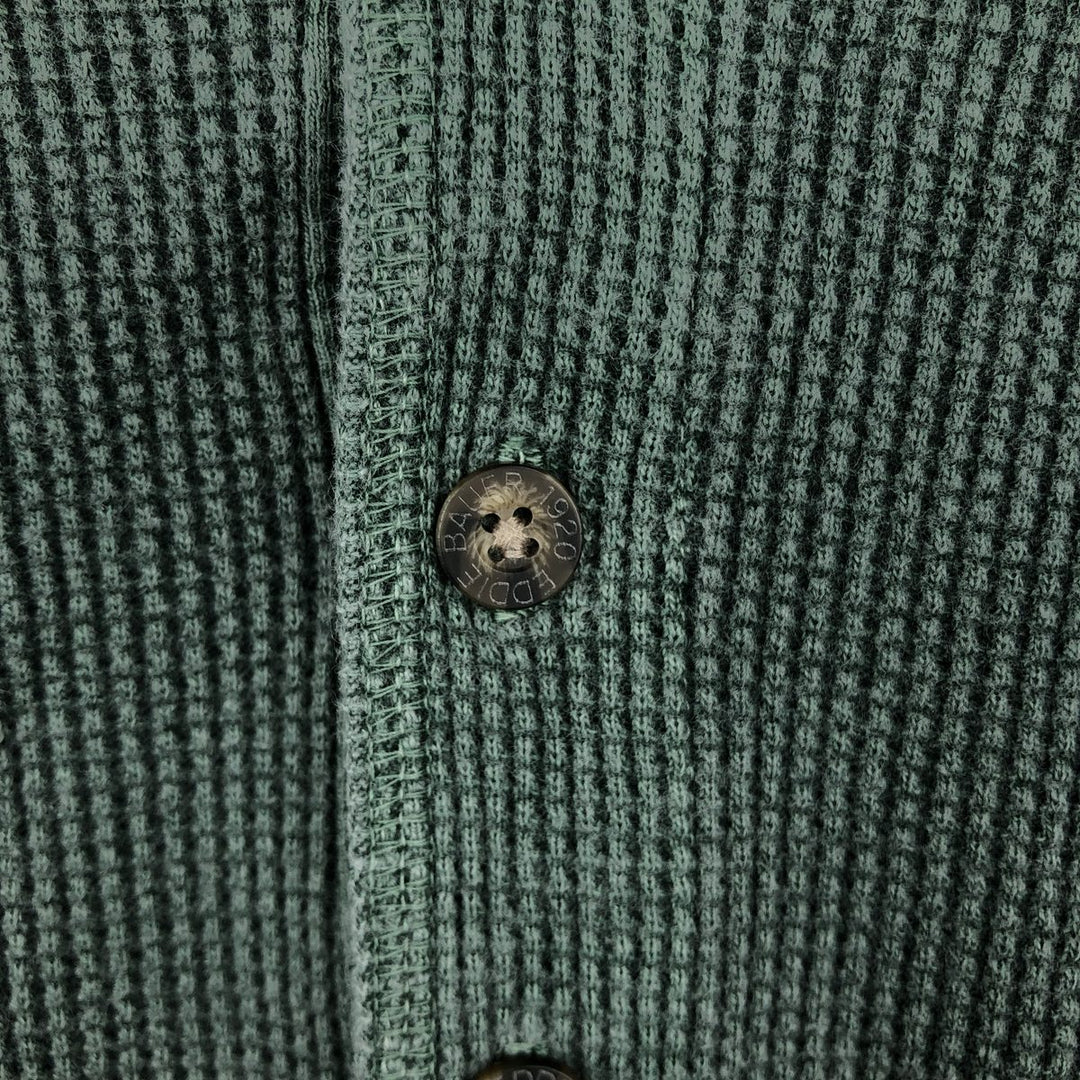 Eddie Bauer Henley Neck Thermal Long T-Shirt Waffle Men's M Size cotton green type Vintage Second Hand