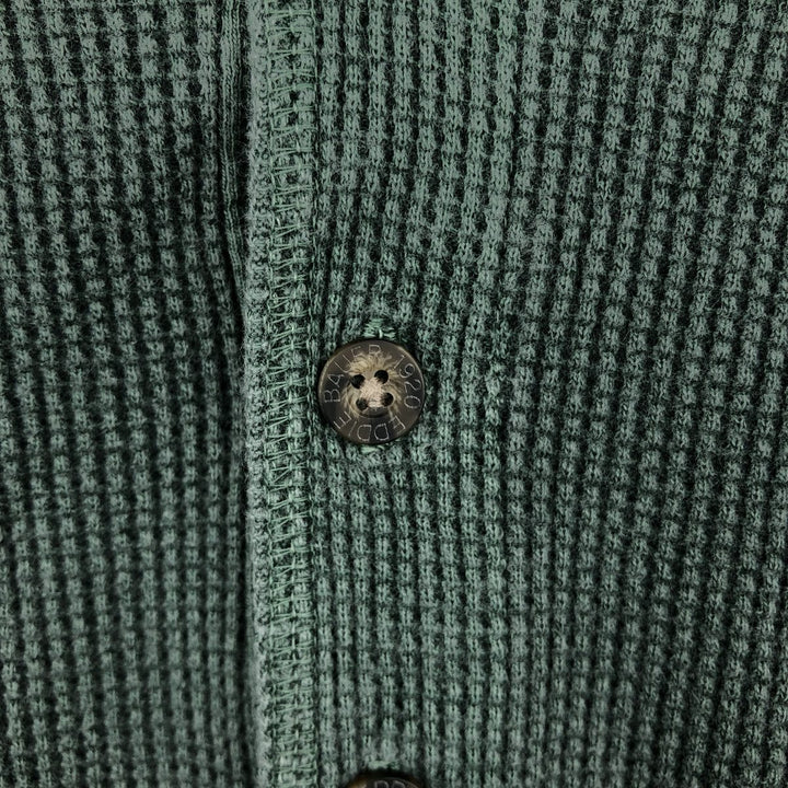 Eddie Bauer Henley Neck Thermal Long T-Shirt Waffle Men's M Size cotton green type Vintage Second Hand
