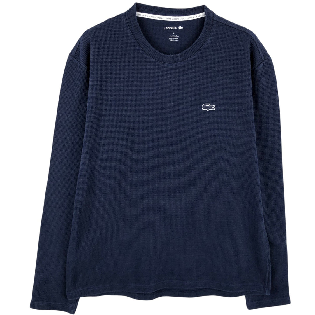 Lacoste SLEEPWEAR Thermal Long-Sleeve T-Shirt, Waffle Pattern, Men's XL (approx.) cotton navy blue type Vintage Second Hand