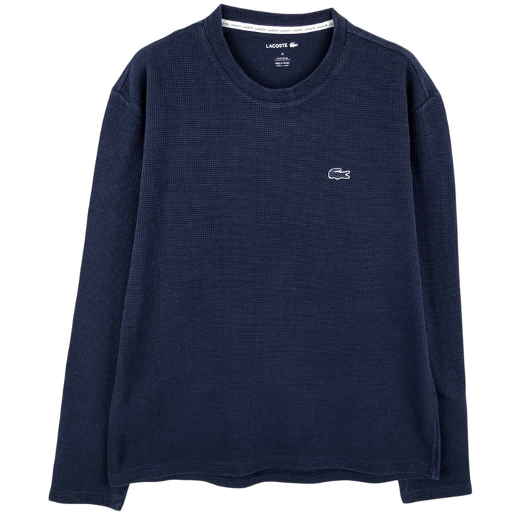Lacoste SLEEPWEAR Thermal Long-Sleeve T-Shirt, Waffle Pattern, Men's XL (approx.) cotton navy blue type Vintage Second Hand
