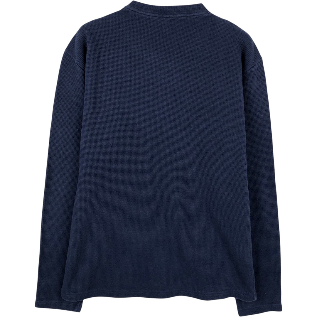 Lacoste SLEEPWEAR Thermal Long-Sleeve T-Shirt, Waffle Pattern, Men's XL (approx.) cotton navy blue type Vintage Second Hand