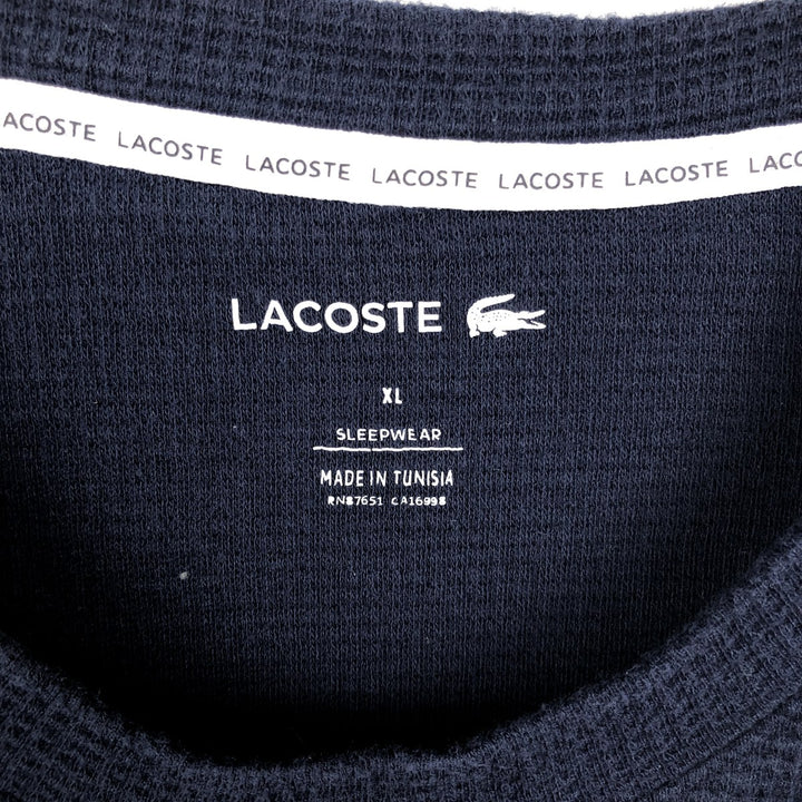 Lacoste SLEEPWEAR Thermal Long-Sleeve T-Shirt, Waffle Pattern, Men's XL (approx.) cotton navy blue type Vintage Second Hand