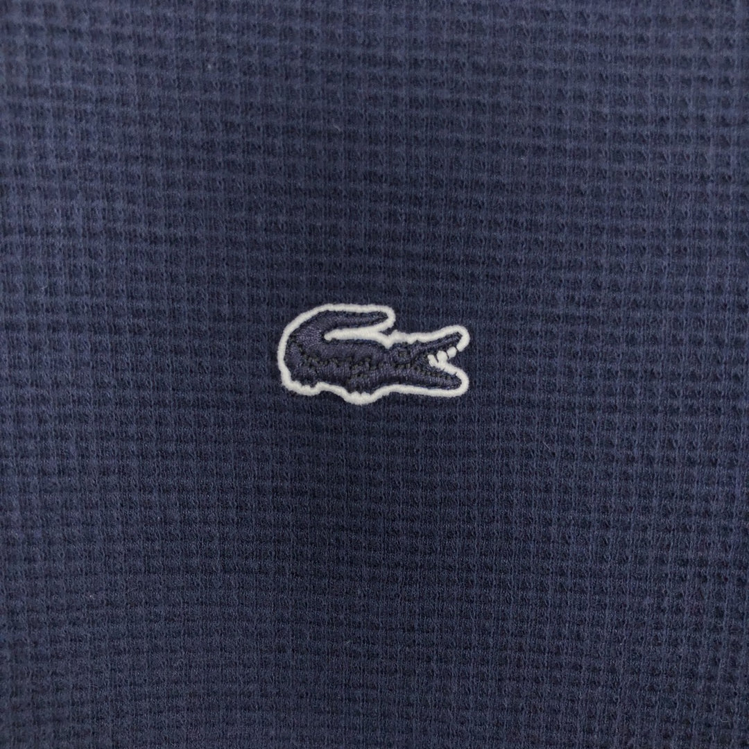 Lacoste SLEEPWEAR Thermal Long-Sleeve T-Shirt, Waffle Pattern, Men's XL (approx.) cotton navy blue type Vintage Second Hand