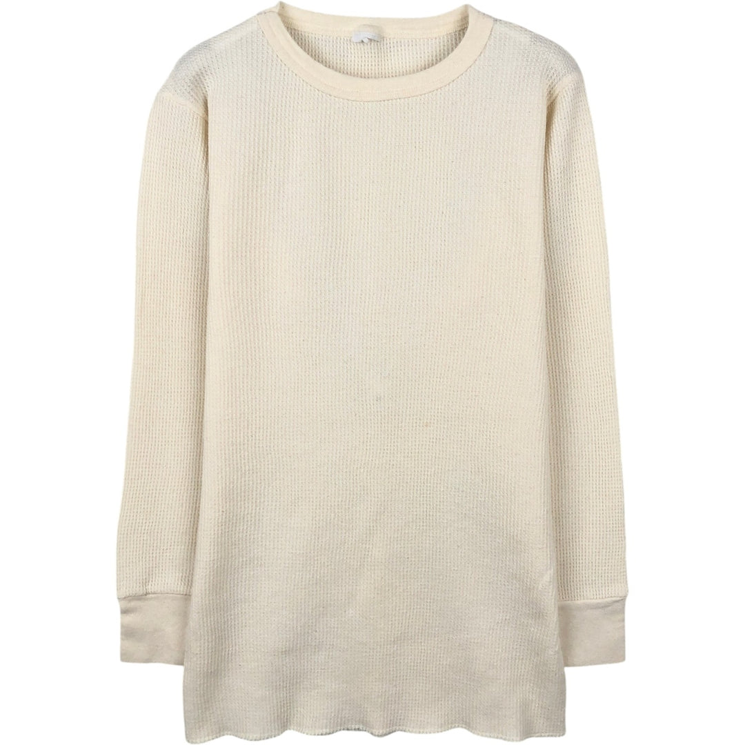 Thermal long-sleeve waffle T-shirt, men's size S equivalent. unclear pale white type Vintage Second Hand