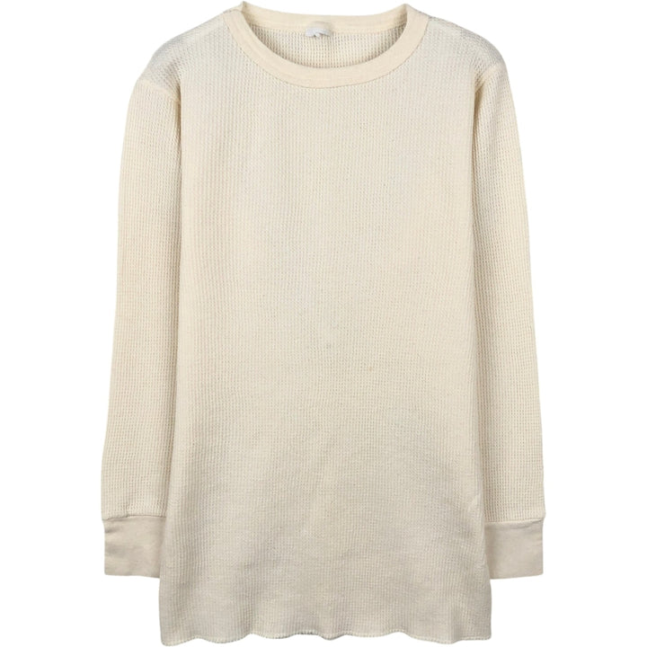 Thermal long-sleeve waffle T-shirt, men's size S equivalent. unclear pale white type Vintage Second Hand