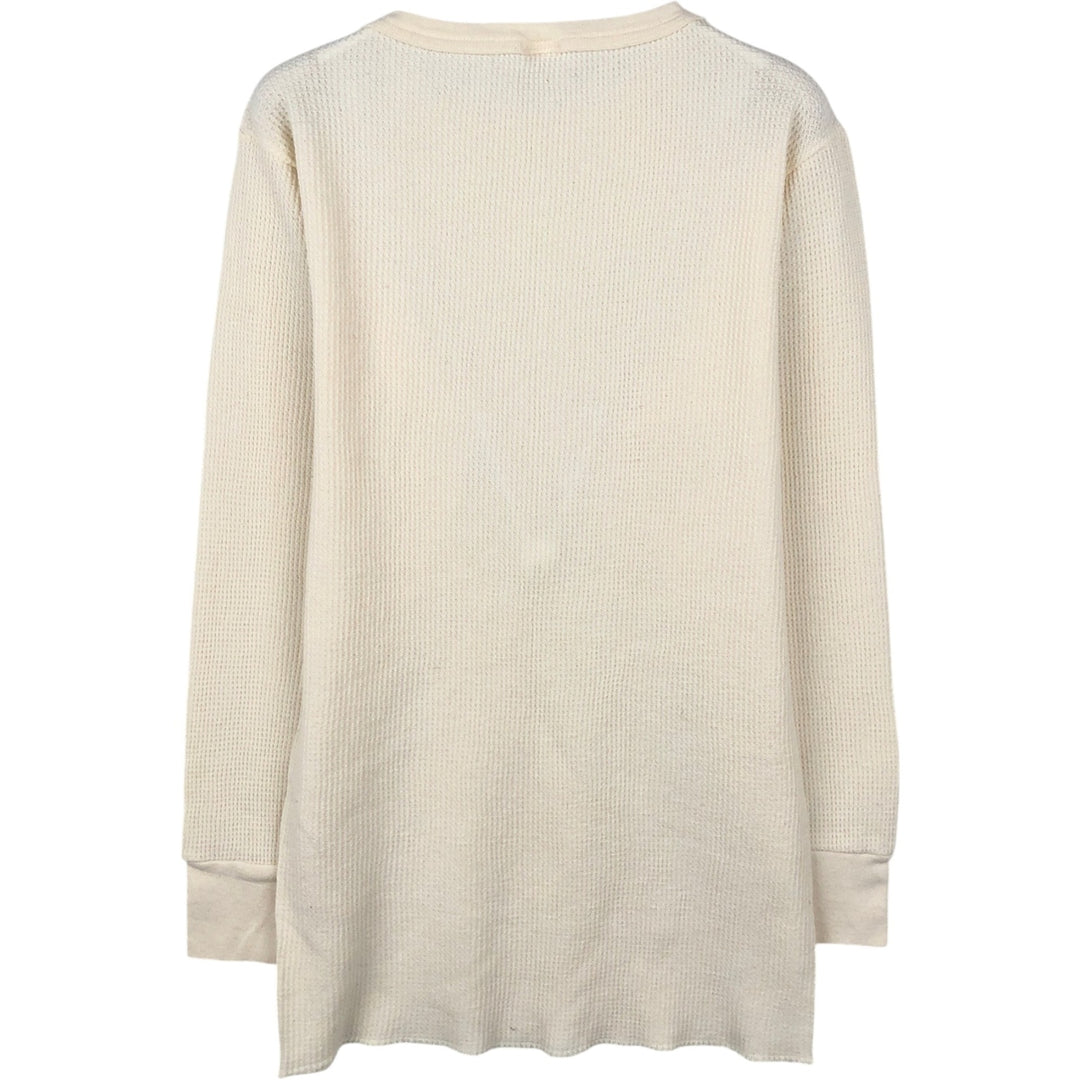 Thermal long-sleeve waffle T-shirt, men's size S equivalent. unclear pale white type Vintage Second Hand