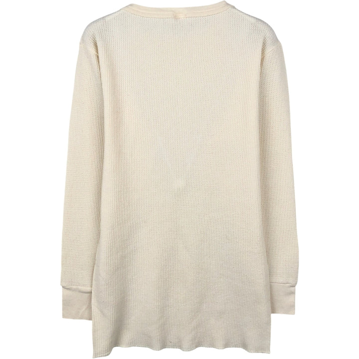 Thermal long-sleeve waffle T-shirt, men's size S equivalent. unclear pale white type Vintage Second Hand