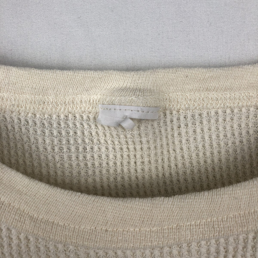 Thermal long-sleeve waffle T-shirt, men's size S equivalent. unclear pale white type Vintage Second Hand