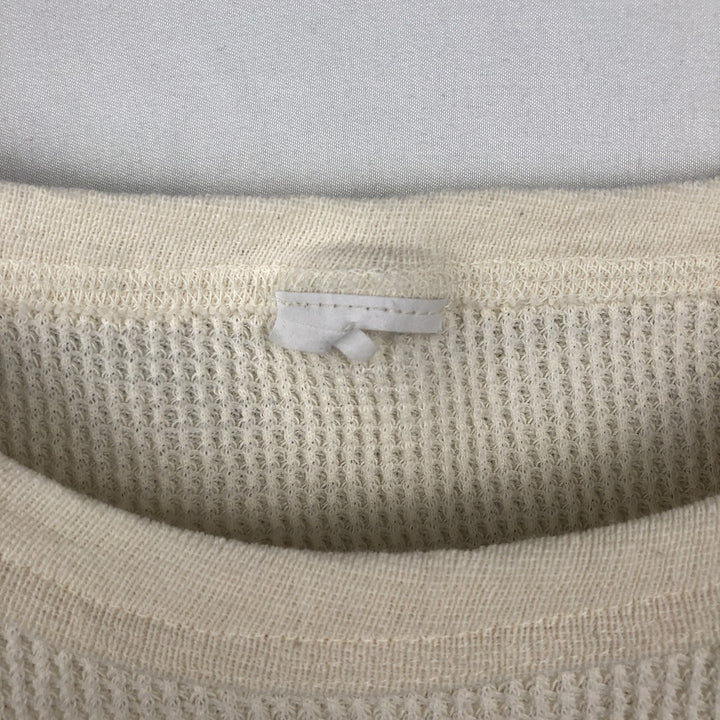 Thermal long-sleeve waffle T-shirt, men's size S equivalent. unclear pale white type Vintage Second Hand