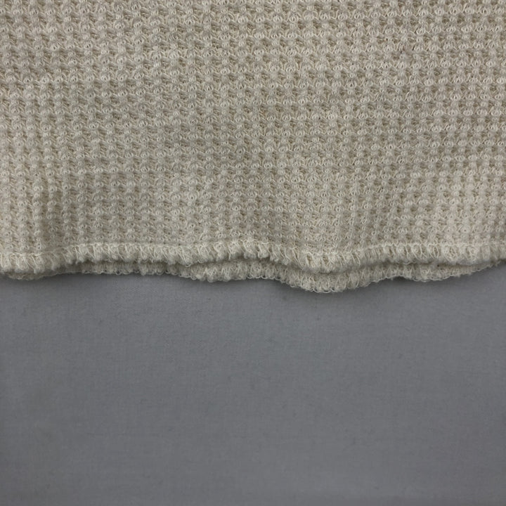 Thermal long-sleeve waffle T-shirt, men's size S equivalent. unclear pale white type Vintage Second Hand