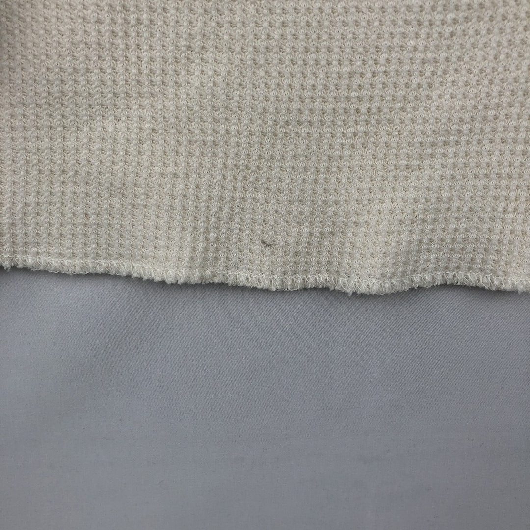 Thermal long-sleeve waffle T-shirt, men's size S equivalent. unclear pale white type Vintage Second Hand
