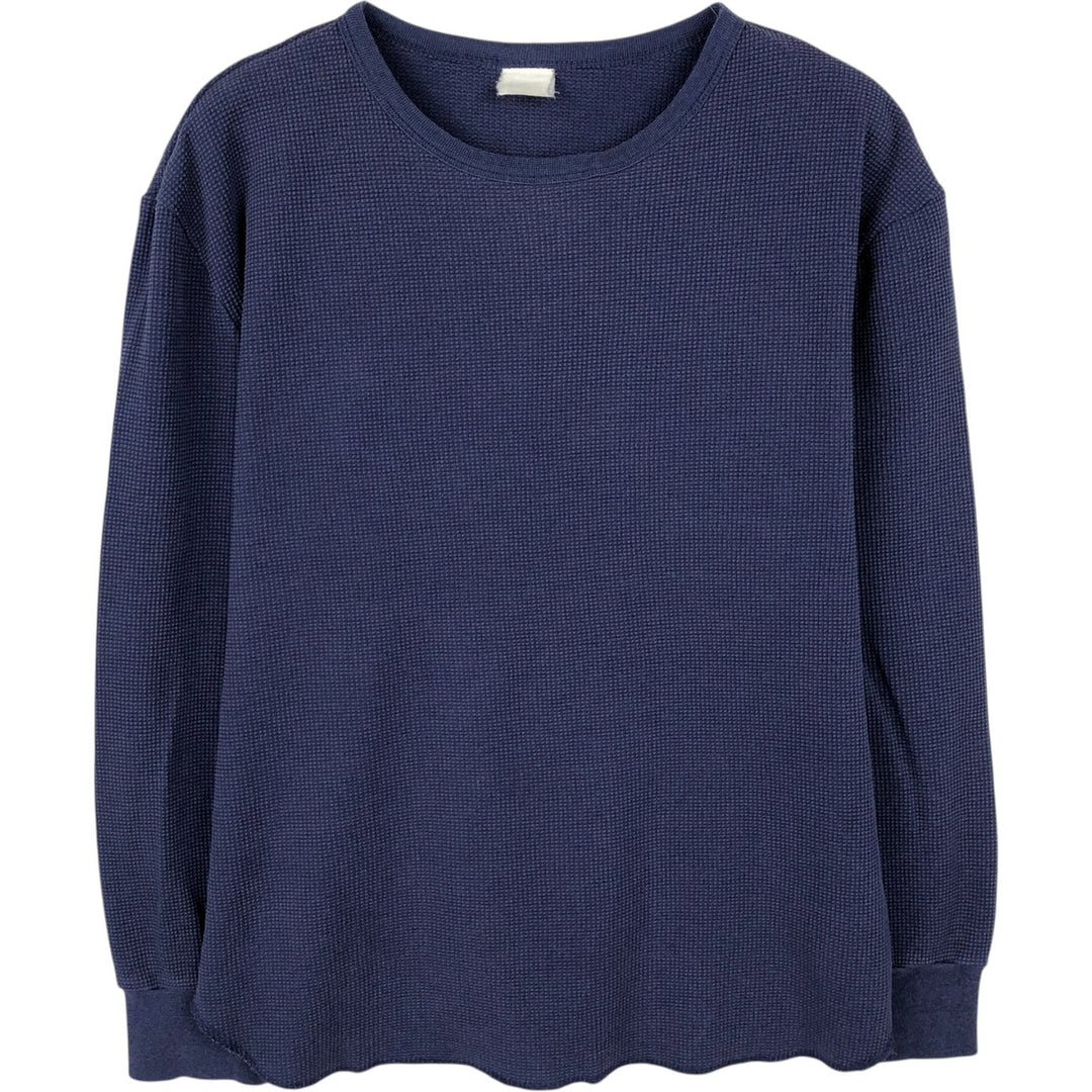 Thermal long-sleeve waffle T-shirt, men's size M equivalent. unclear navy blue type Vintage Second Hand