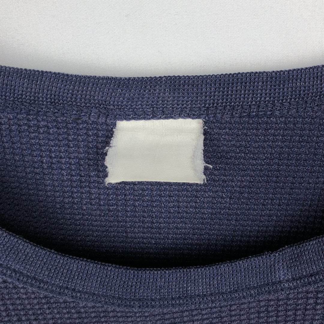 Thermal long-sleeve waffle T-shirt, men's size M equivalent. unclear navy blue type Vintage Second Hand