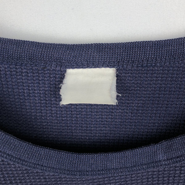 Thermal long-sleeve waffle T-shirt, men's size M equivalent. unclear navy blue type Vintage Second Hand
