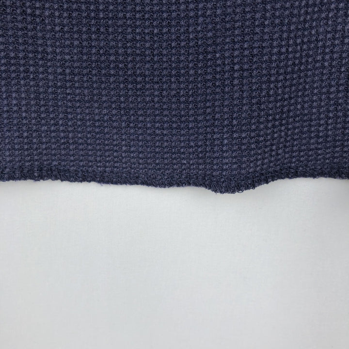 Thermal long-sleeve waffle T-shirt, men's size M equivalent. unclear navy blue type Vintage Second Hand